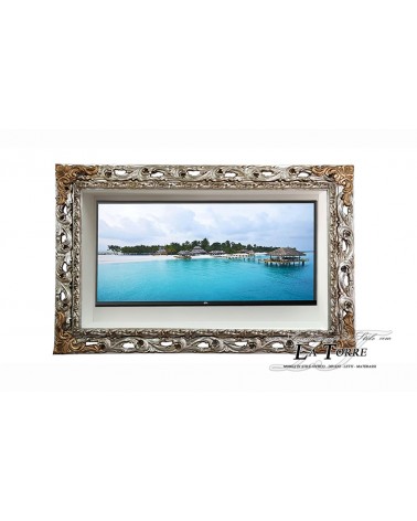 copy of Wall-mounted Smart TV stand with classic Baroque-style perforated frame, custom-made GGN box
