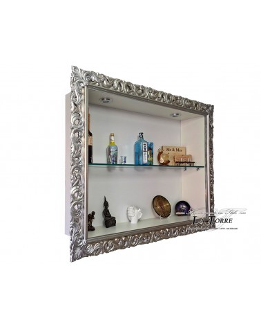 Baroque style wall mounted display cabinet perforated frame TV box bottle holder made to measure VT1135A
