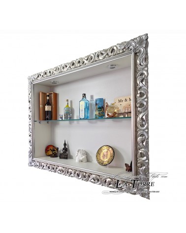 Baroque style wall mounted display cabinet perforated frame TV box bottle holder made to measure VT1135A