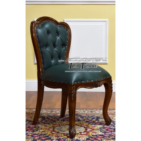 Josephine armchair English style presidential ministerial chair walnut green eco-leather NA27