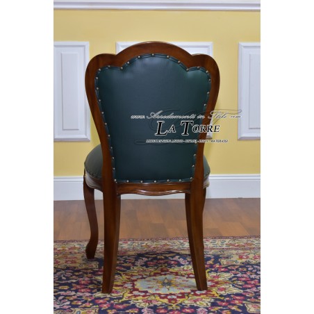 Josephine armchair English style presidential ministerial chair walnut green eco-leather NA27