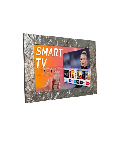 Moderner Wandhalterungsrahmen für Smart-TVs in silberner Kiefernholzoptik