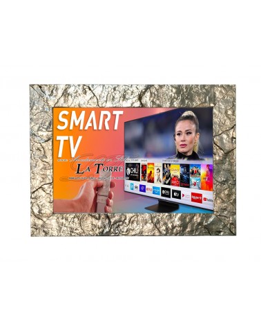 Moderner Wandhalterungsrahmen für Smart-TVs in silberner Kiefernholzoptik