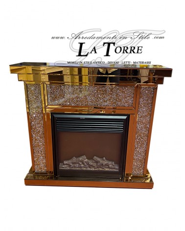 Mirrored Electric Fireplace with Swarovski Crystals – Royal Heating and Modern Design R110