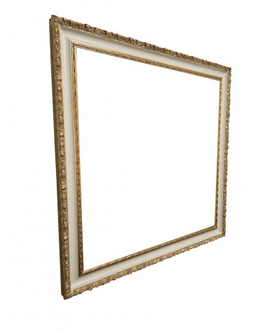 Cornice Barocca Classica in Legno Su Misura - Oro con Dettagli Avorio 1045