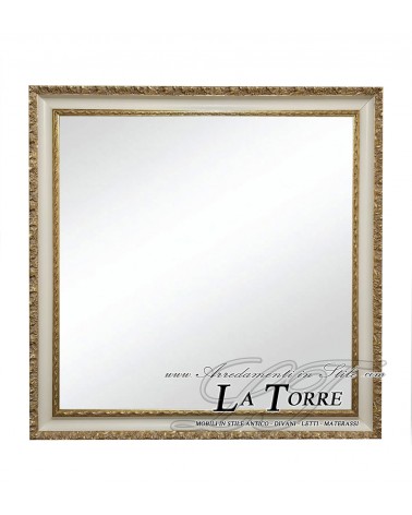 Specchiera Specchio Barocco Oro e Avorio - Cornice Classica Traforata Legno Su Misura 1045 AO