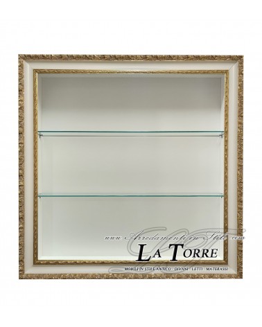 Vetrina Libreria Sospesa Stile Barocco - Cornice Classica Oro Avorio Su Misura VT1045OA