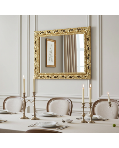 Specchio e Specchiera Stile Barocco – Cornice Oro Traforata Legno – Personalizzabile su Misura GGO