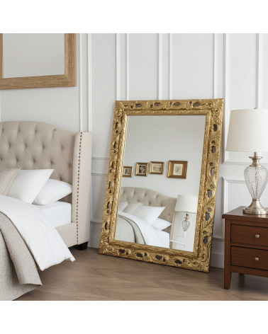 Classic mirror Perforated frame GGo baroque style gold leaf wood framework