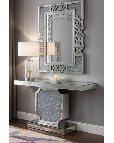 Luxury Modern Mirror with Crystals – Glass Interwoven Frame and Glitter Details – Elegant Decor 80x40cm CBM9511
