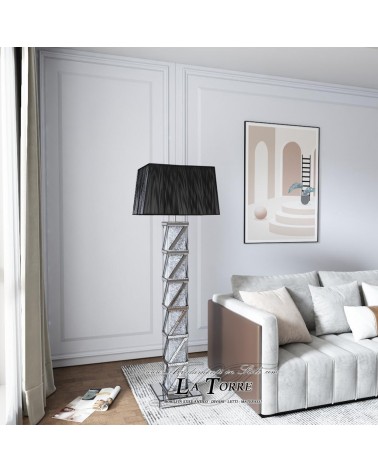Modern Floor Lamp with Swarovski Crystals – Luxury Mirrored Floor Lamp for Living Room and Bedroom H148 CBFL84