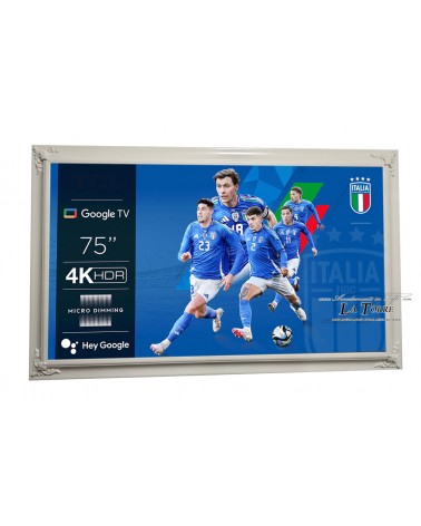 Smart-TV-Rahmen aus elfenbeinfarbenem Holz – Klassisch-modernes Design – Individuelles „umgekehrtes“ Modell