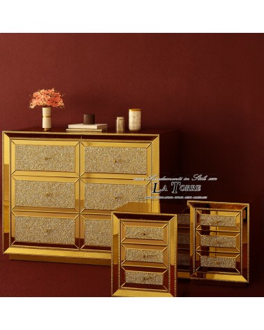 Modern Gold Mirrored Dresser with Swarovski Crystals – CBFD16FMB