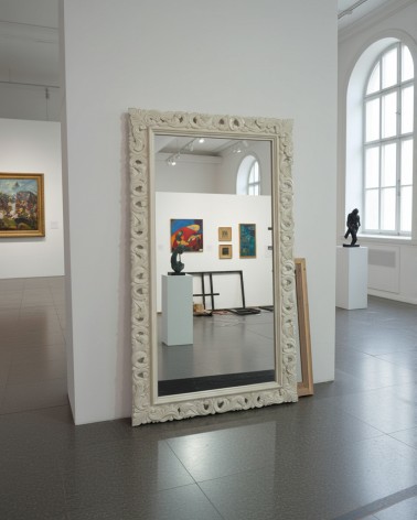 Baroque Mirror 1135AV Pearl Ivory with Perforated Wooden Frame Custom Mirror