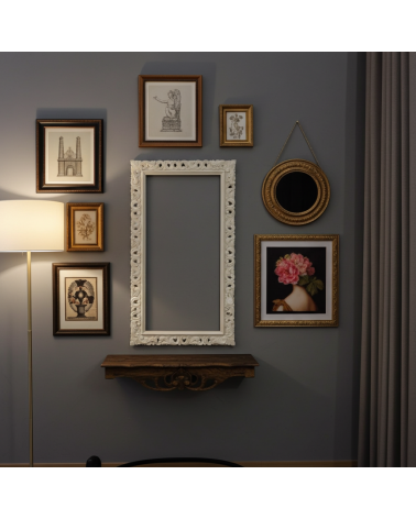 Hand-Carved Ivory Baroque Frame – Custom Made in Elegant Classic Style 1135AV