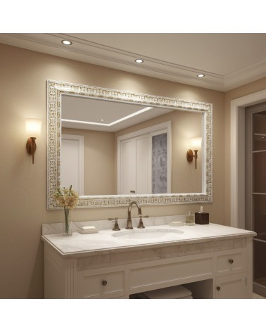 Specchiera classica barocca su misura in legno bianco e oro – D620BO