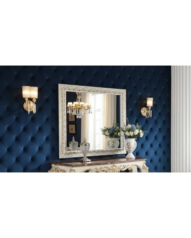 Anpassbarer weißer und goldener Barockspiegel aus Holz D620BO