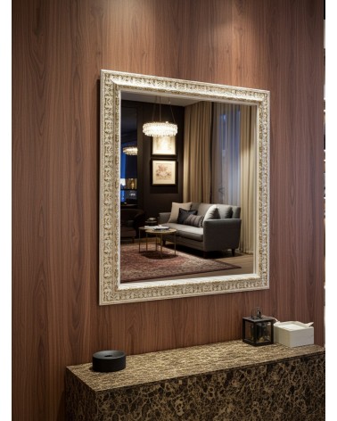 Anpassbarer weißer und goldener Barockspiegel aus Holz D620BO