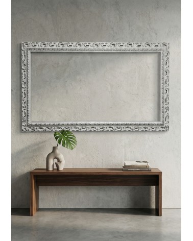 Cornice Barocca Classica Traforata su Misura in Legno Bianco e Argento – MBA