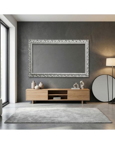 Cornice Barocca Classica Traforata su Misura in Legno Bianco e Argento – MBA