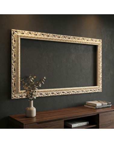 Custom-Made Classic Baroque Frame in Ivory and Gold Wood – M/AO