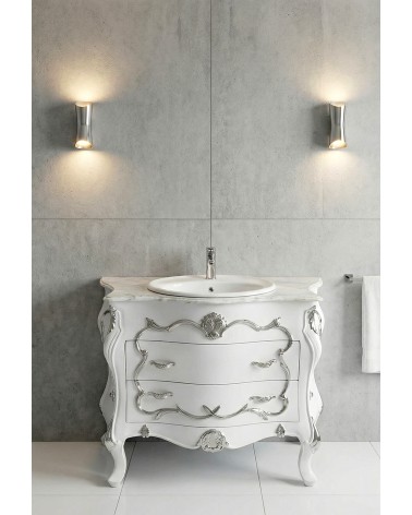 Mobile Bagno Barocco in Stile Classico Bianco e argento con Lavabo – Artigianale LT3065