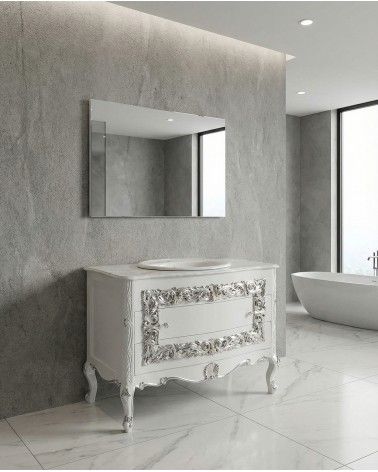 Mobile Bagno Barocco in Stile Classico bianco e argento con Lavabo – Artigianale LT3067