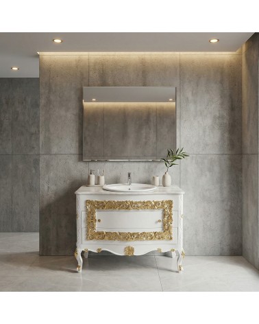 Mobile Bagno Barocco in Stile Classico avorio e oro con Lavabo – Artigianale LT3067