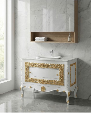 Mobile Bagno Barocco in Stile Classico avorio e oro con Lavabo – Artigianale LT3067