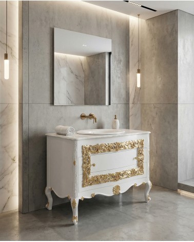 Mobile Bagno Barocco in Stile Classico avorio e oro con Lavabo – Artigianale LT3067
