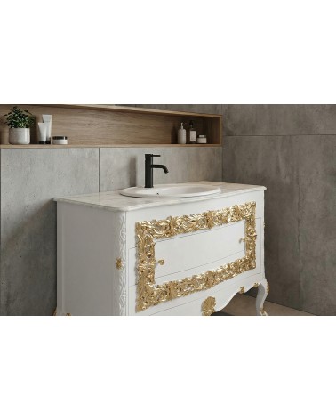 Mobile Bagno Barocco in Stile Classico avorio e oro con Specchiera – Artigianale LT3068