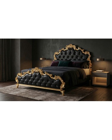 Baroque double bed container gold silver eco-leather swarovski velvet Rebecca