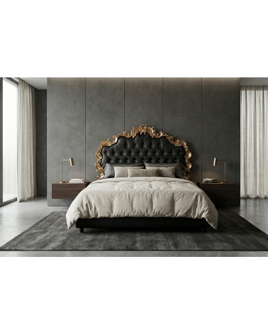 Rebecca Baroque Double Bed with Gold or Silver Leaf Capitonné Swarovski Container