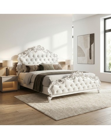 Letto Matrimoniale Barocco contenitore qualsiasi colore oro argento ecopelle vellutino swarovski Rebecca