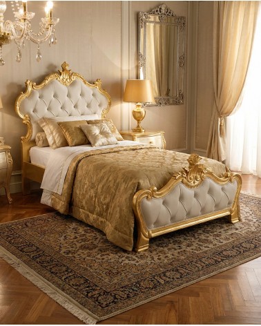 Baroque Single Bed Container Wood Gold or Silver Leaf Faux Leather or Velvet Any Color Beatrice