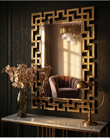 Specchiera Moderna oro 120x80 cm – Cornice Geometrica di Lusso Elegante A026