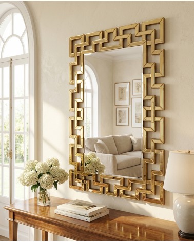 Specchiera Moderna oro 120x80 cm – Cornice Geometrica di Lusso Elegante A026