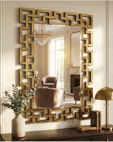 Modern Gold Mirror 120x80 cm – Elegant Luxury Geometric Frame A026