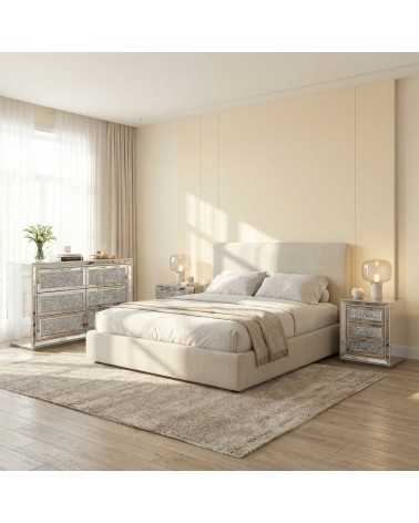 Moderne, verspiegelte Kommoden und Nachttische mit Swarovski-Kristallen – 3-teiliges Luxus-Set CBFD16FMB
