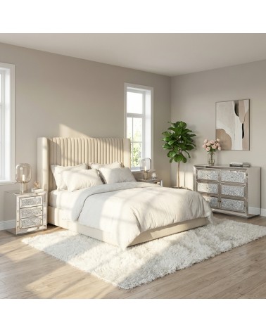 Luxury Mirrored Dressers and Nightstands with Crystals – Modern Design D16F Silver