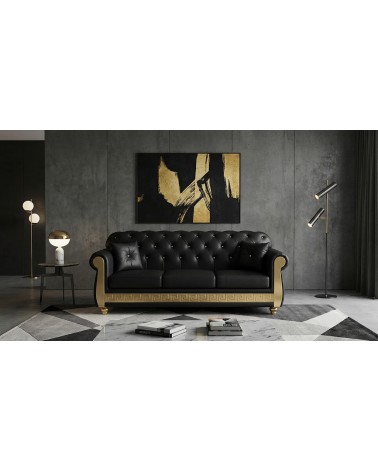 Divano Letto Chesterfield 3 Posti con Rete e Materasso Ecopelle o Velluto Bottoni Swarovski AZ03