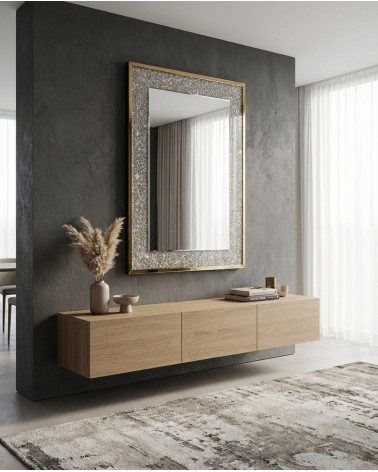 Goldener Spiegel mit Swarovski-Kristallen 80x120 cm Moderner Luxus-Wandspiegel CBMA060