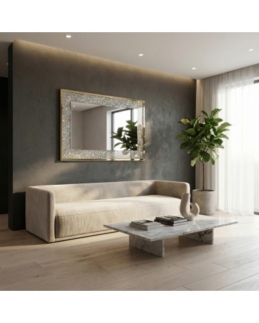 Goldener Spiegel mit Swarovski-Kristallen 80x120 cm Moderner Luxus-Wandspiegel CBMA060