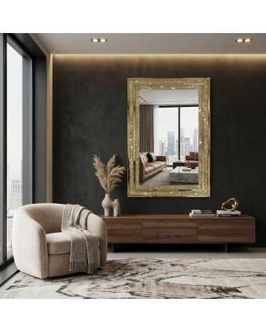 Specchiera Moderna Oro con Cristalli Swarovski 80x120 cm Specchio da Parete Lusso CBMA59E
