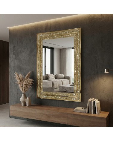 Modern Gold Mirror with Swarovski Crystals 80x120 cm Luxury Wall Mirror CBMA59E