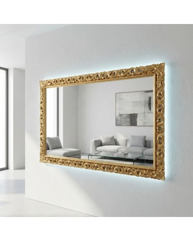 Baroque Gold Mirror with Perforated Wooden Frame – Custom Classic Wall Mirror 1135o