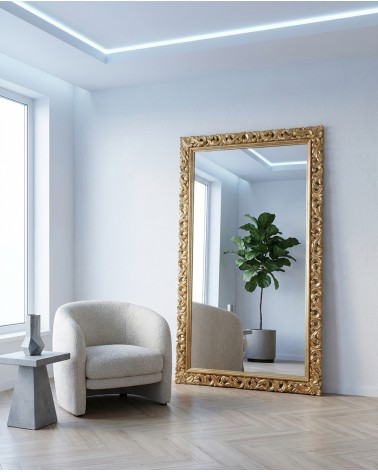 Baroque Gold Mirror with Perforated Wooden Frame – Custom Classic Wall Mirror 1135o