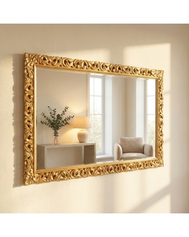 Baroque Gold Mirror with Perforated Wooden Frame – Custom Classic Wall Mirror 1135o