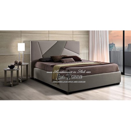 Letto Matrimoniale Moderno Tomas Imbottito Velluto o Ecopelle con Opzione Contenitore 160x190