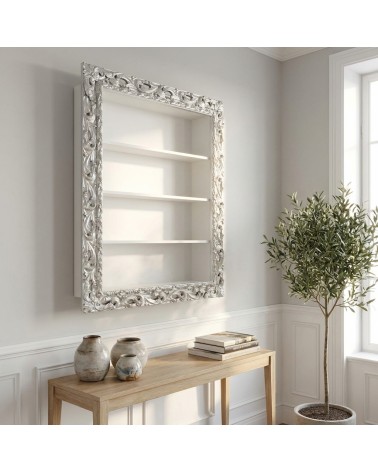 Baroque style suspended wall display cabinet with perforated frame TV box bottle holder made to measure VTGGA